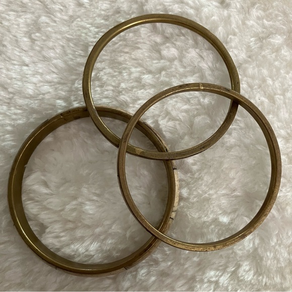 Vintage Brass & Stone Bangle Set - Picture 6 of 9
